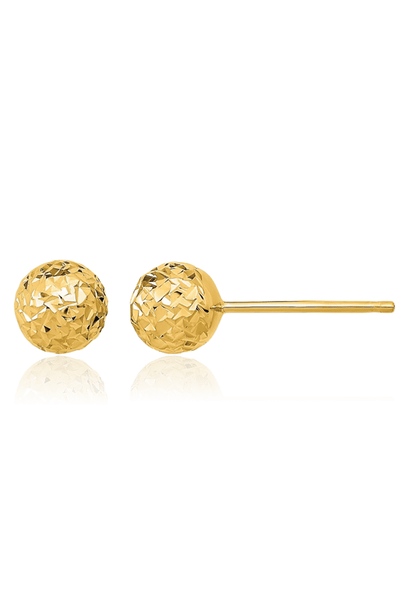 10K Solid Yellow Gold 6mm Ball Stud Earrings
