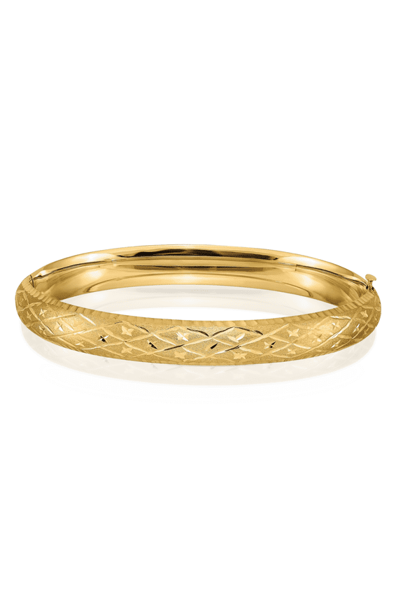 10K Solid Yellow Gold 7.90mm Hinged Bangle Bracelet