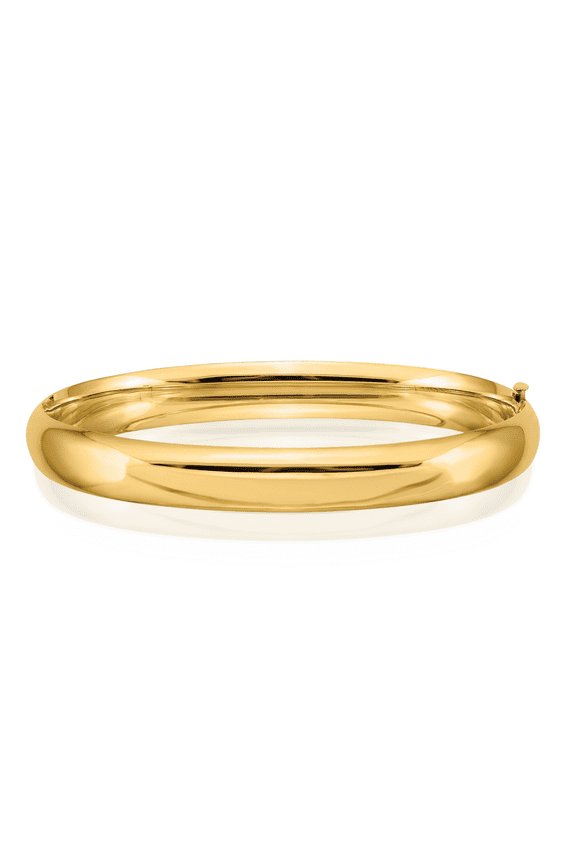10K Solid Yellow Gold Hinged Bangle Bracelet - 8 inch - Polished Women's