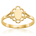 thumbnail image 1 of 10K Solid Yellow Gold Antique Filigree Oval Custom Engraved Signet Ring Handmade Personalized Monogram Initial Letter Band, 1 of 5