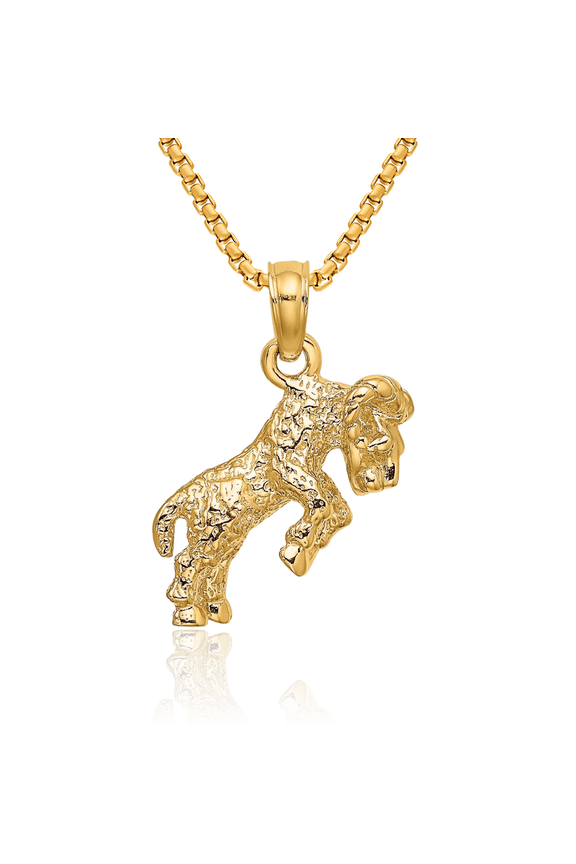 10K Solid Yellow Gold Aries Zodiac Necklace Ram Horoscope Pendant March April Birthday Charm Astrology Jewelry