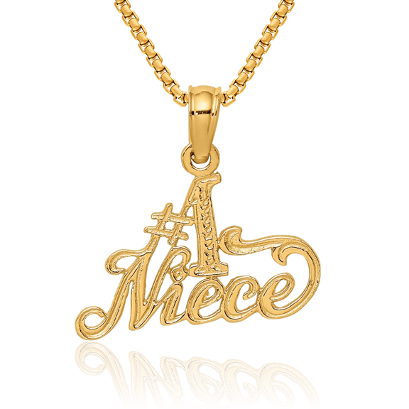 10K Solid Yellow Gold Best Niece Necklace Chain Pendant Charm