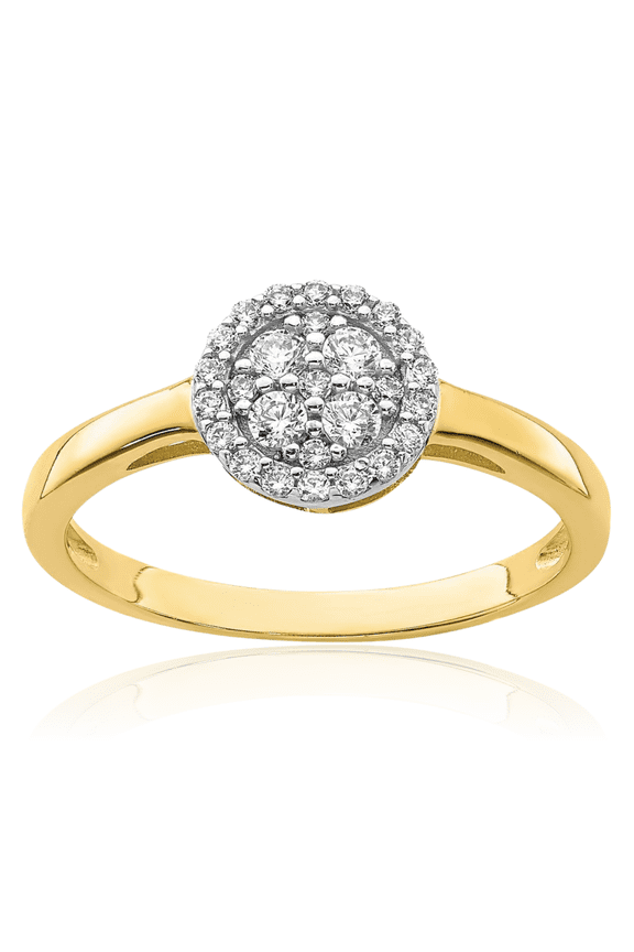 10K Solid Yellow Gold Circle Round Cubic Zirconia CZ Promise Ring