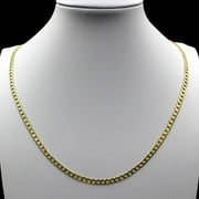JEWELZKING 10K Solid Yellow Gold Cuban Curb Link Chain Necklace 2MM 16" 18" 20" 22" 24"