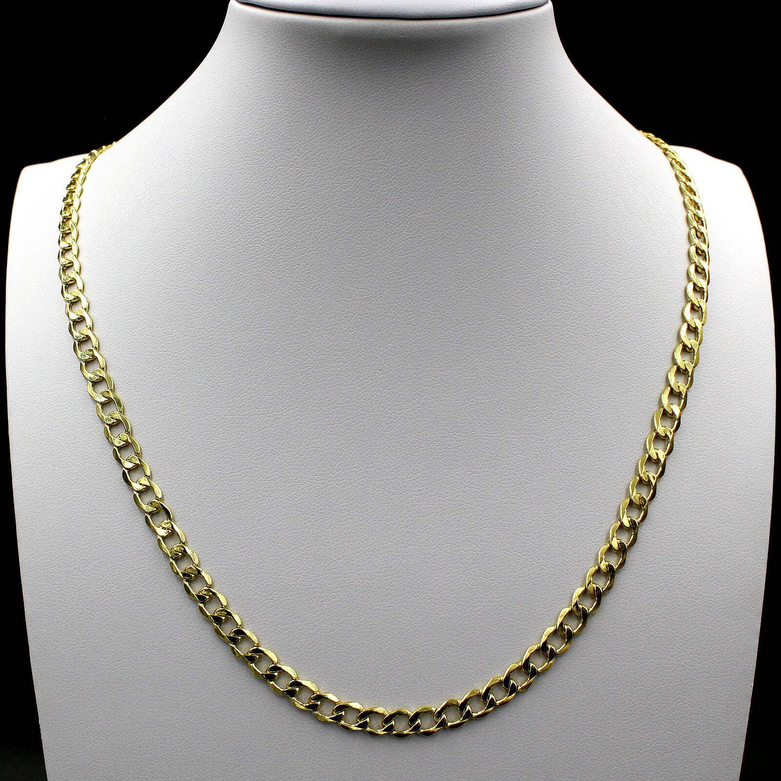 10K Solid Yellow Gold Cuban Curb Link Chain Necklace 4.5MM 16" 18" 20" 22" 24" 26"
