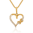 thumbnail image 1 of 10K Solid Yellow Gold Cubic Zirconia CZ Infinity Twisted Love Knot Symbol Heart Necklace Chain Pendant Charm, 1 of 8