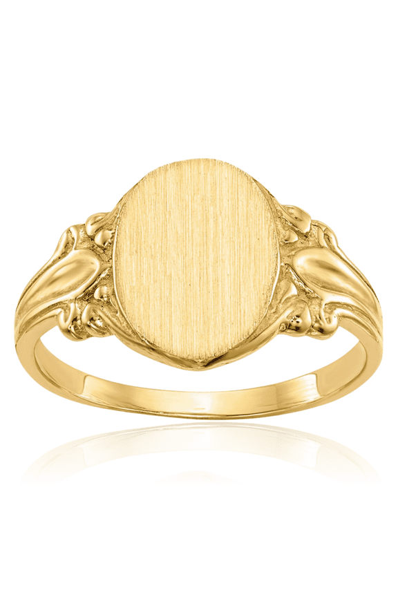 10K Solid Yellow Gold Custom Engraved Signet Ring Handmade Personalized Monogram Initial Letter Band