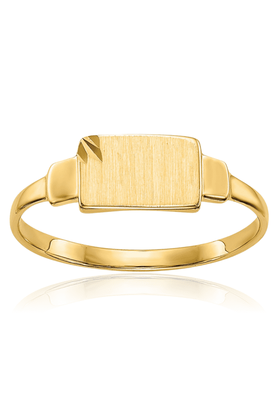 10K Solid Yellow Gold Custom Engraved Signet Ring Handmade Personalized Monogram Initial Letter Band