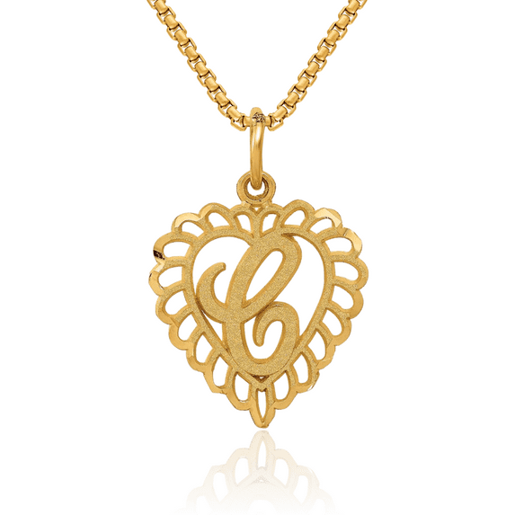 10K Solid Yellow Gold Dainty Letter C Initial Name Monogram Necklace ...