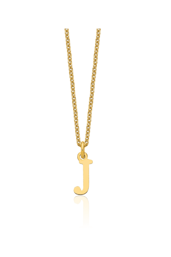 10K Solid Yellow Gold Dainty Letter J Initial Name Monogram Chain Necklace