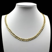 JEWELZKING 10K Solid Yellow Gold Diamond Cut Pave Cuban Link Chain Necklace 5.5MM 18" 20" 22" 24" 26"