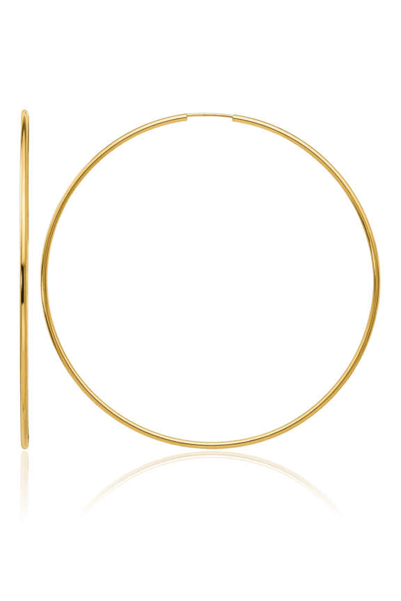 10K Solid Yellow Gold Endless Round Extra Large Hoop Earrings