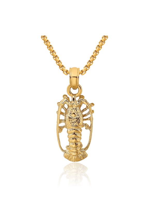 10K Solid Yellow Gold Florida Lobster Claws Necklace Chain Pendant Charm