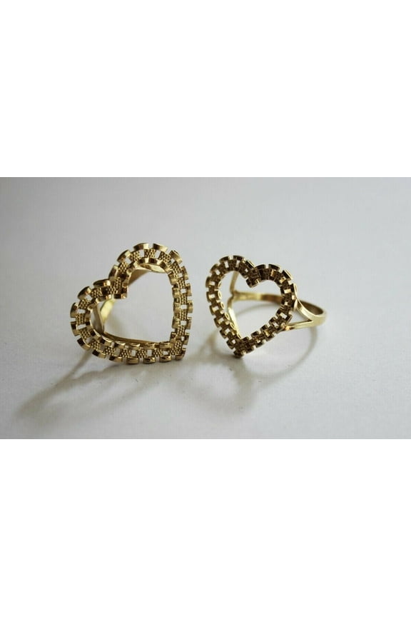 10K Solid Yellow Gold Heart Frame Ring
