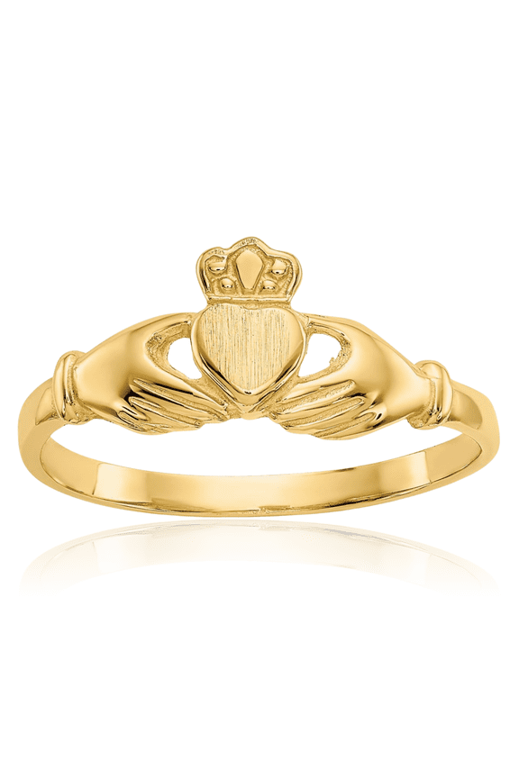 10K Solid Yellow Gold Heart Irish Claddagh Celtic Ring Jewelry