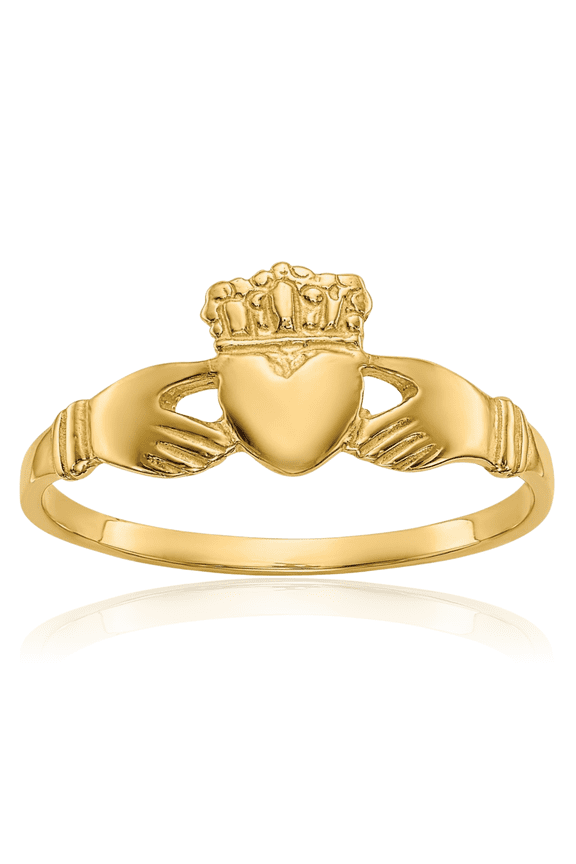 10K Solid Yellow Gold Heart Irish Claddagh Celtic Ring Jewelry