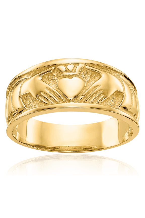 10K Solid Yellow Gold Heart Irish Claddagh Celtic Ring Jewelry