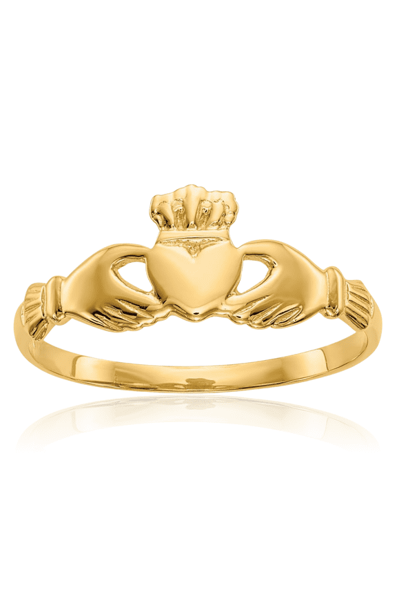 10K Solid Yellow Gold Heart Irish Claddagh Celtic Ring Jewelry