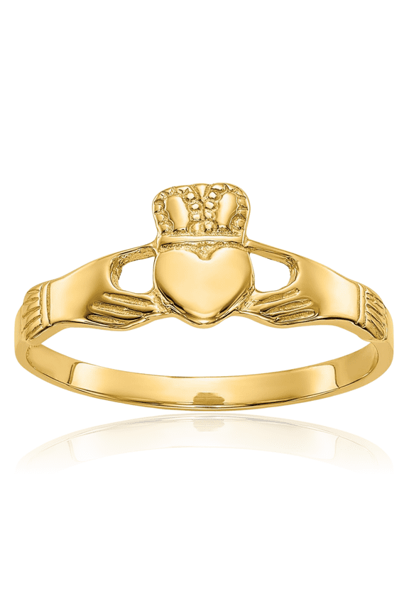 10K Solid Yellow Gold Heart Irish Claddagh Celtic Ring Jewelry
