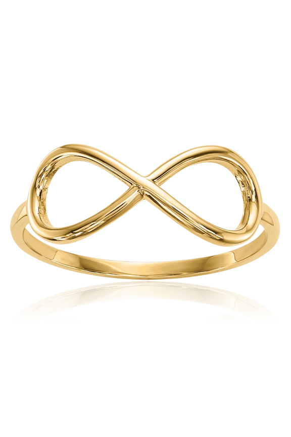 10K Solid Yellow Gold Infinity Twisted Love Knot Symbol Woven Crisscross Band Statement Ring