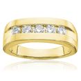 thumbnail image 1 of 10K Solid Yellow Gold Lab Diamond 5 Stone Mens Channel Wedding Band Ring, 1 of 10