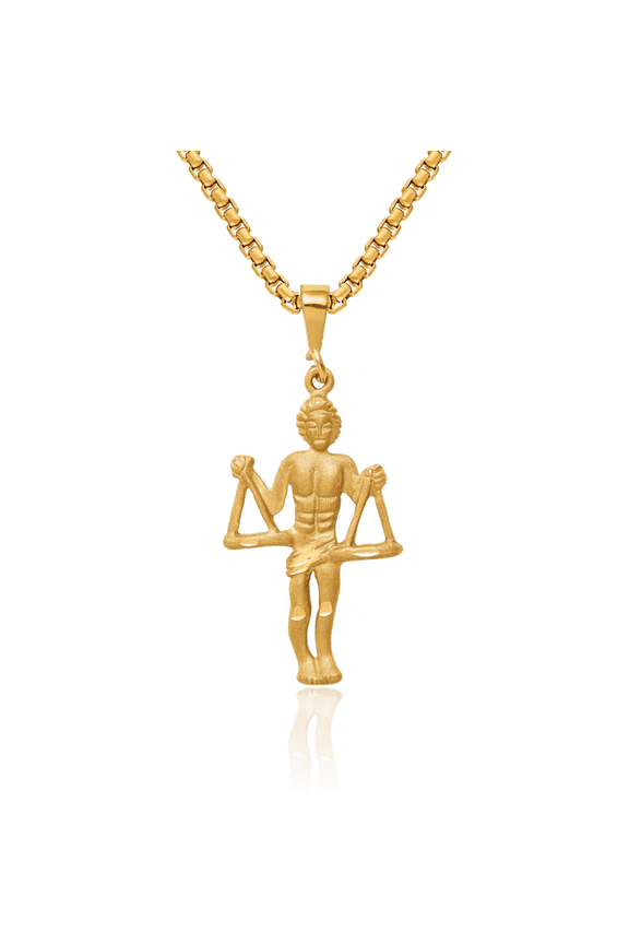 10K Solid Yellow Gold Libra Zodiac Necklace Scale Balance Horoscope Pendant September October Birthday Charm Astrology Jewelry