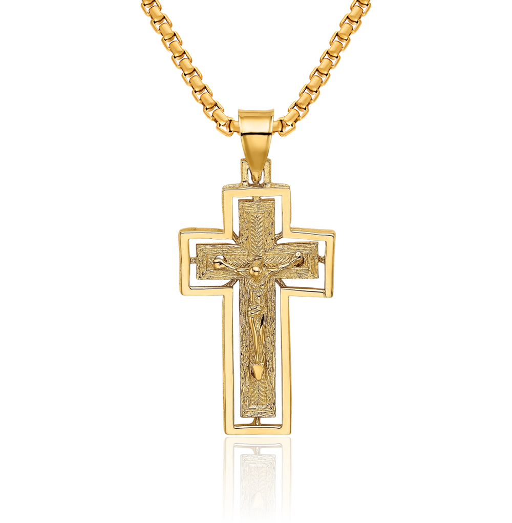 Yellow Jesus Chain 10K Solid Yellow Gold Lord Jesus Christ Crucifix Holy Cross Necklace ...