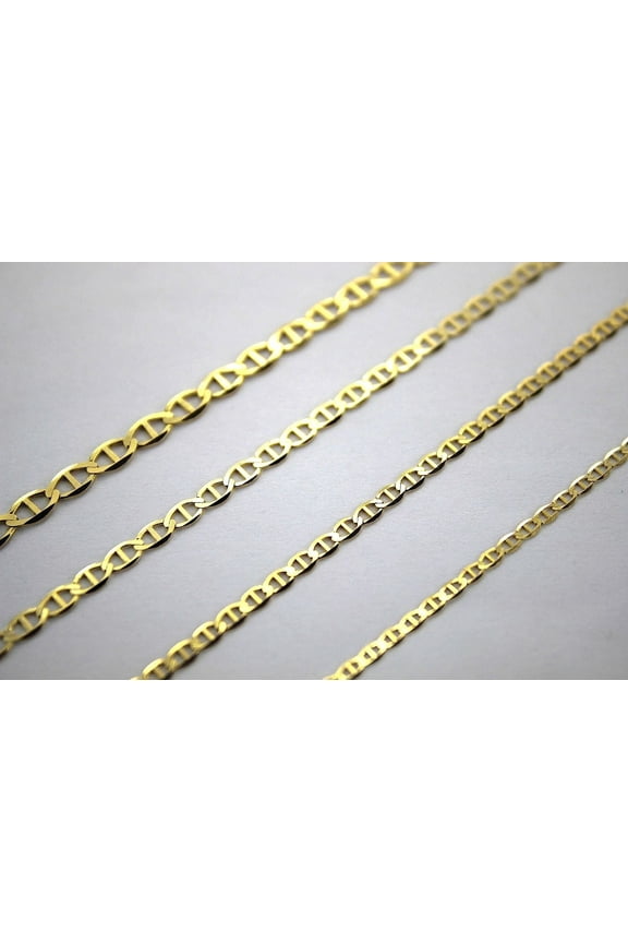 10K Solid Yellow Gold Mariner Chain 2mm-7.5mm