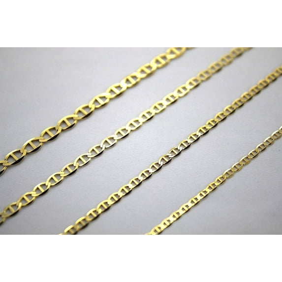 10K Solid Yellow Gold Mariner Chain 2mm-7.5mm