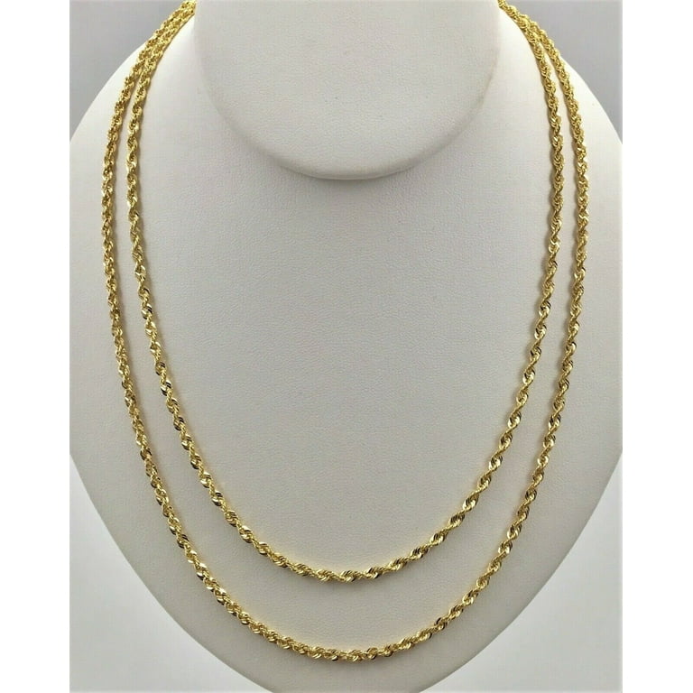 10K Solid Yellow Gold Necklace Rope Chain 3mm 16