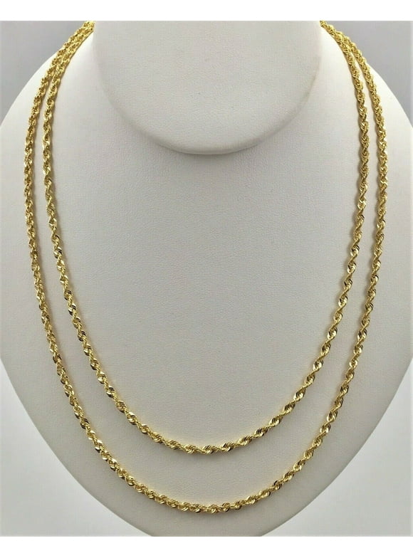 10K Solid Yellow Gold Necklace Rope Chain 3mm 16" 18" 20" 22" 24" 26" 30" 100% Genuine 10k Stamped Gold Made in Italy