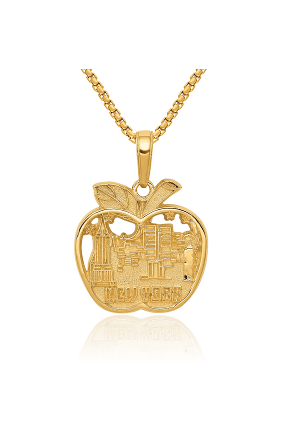 10K Solid Yellow Gold New York City Skyline Nyc Necklace Chain Pendant Charm