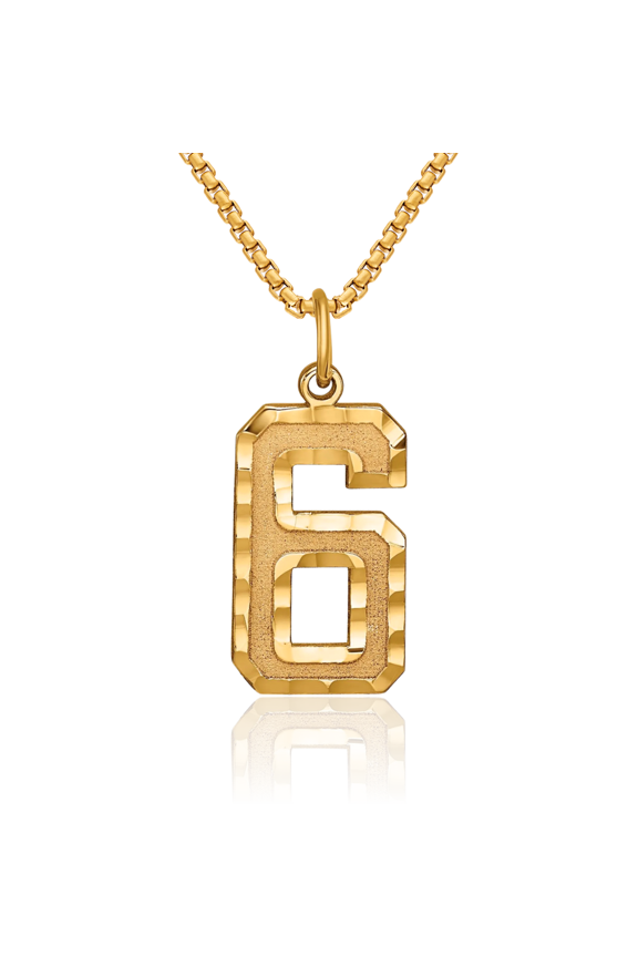 10K Solid Yellow Gold Number 6 Necklace Chain Pendant Charm