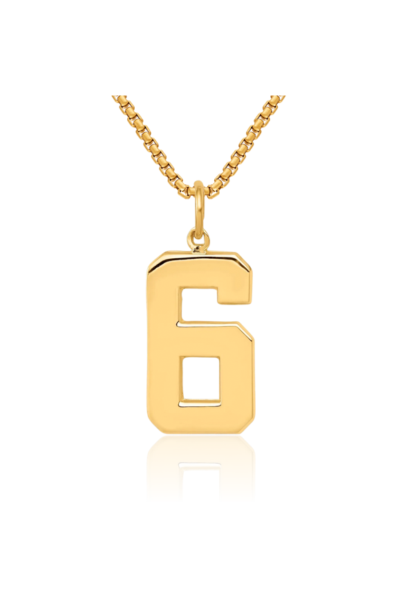 10K Solid Yellow Gold Number 6 Necklace Chain Pendant Charm