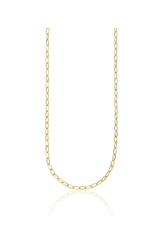 10K Solid Yellow Gold Oval Cable Rolo Link Chain Belcher Necklace