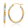 thumbnail image 1 of 10K Solid Yellow Gold Oval Medium Hoop Earrings, 1 of 10