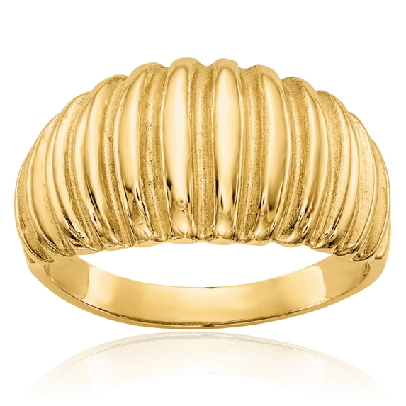 10K Solid Yellow Gold Ribbed Chunky Dome Statement Ring - Walmart.com
