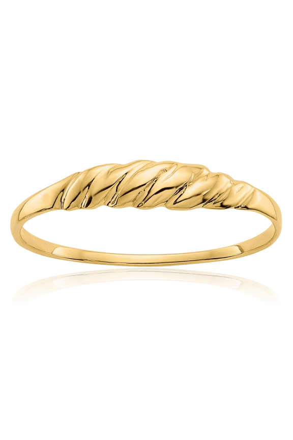 10K Solid Yellow Gold Ridged Chunky Dome Statement Ring
