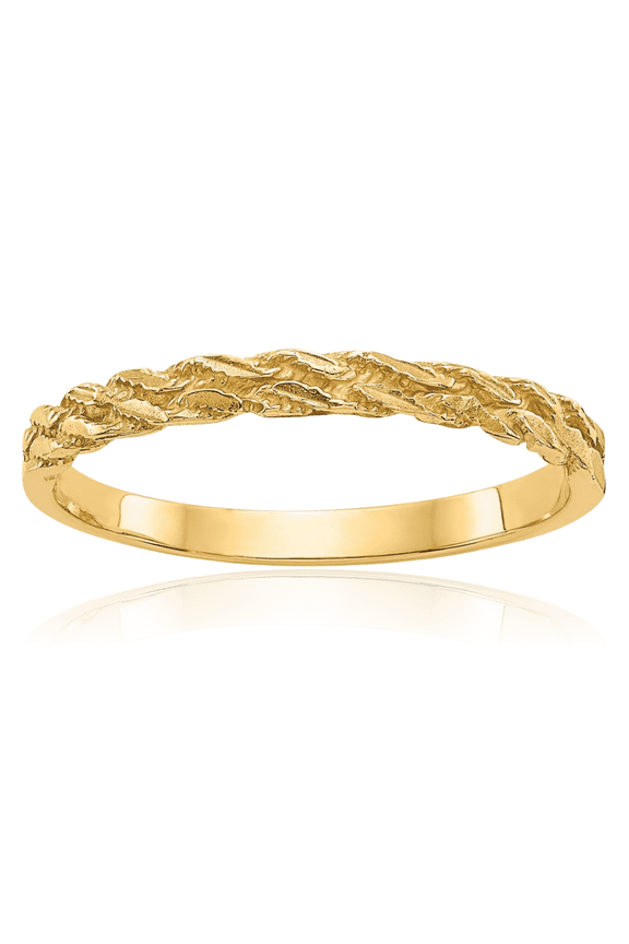 10K Solid Yellow Gold Rope Chunky Dome Statement Stacking Ring