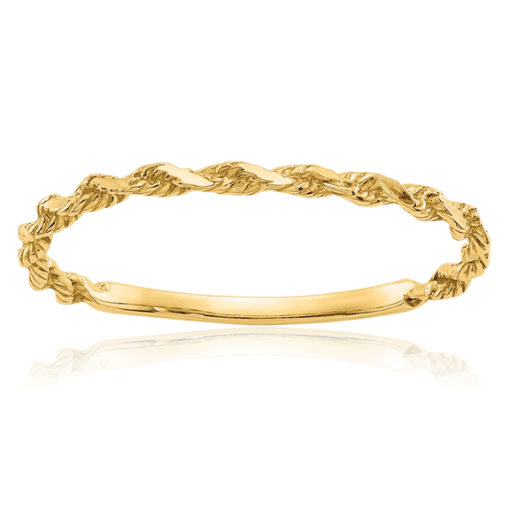 10K Solid Yellow Gold Rope Stacking Wedding Band Ring