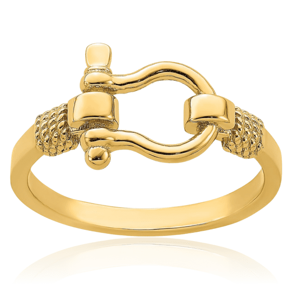 10K Solid Yellow Gold Shackle Rope Edge Ring