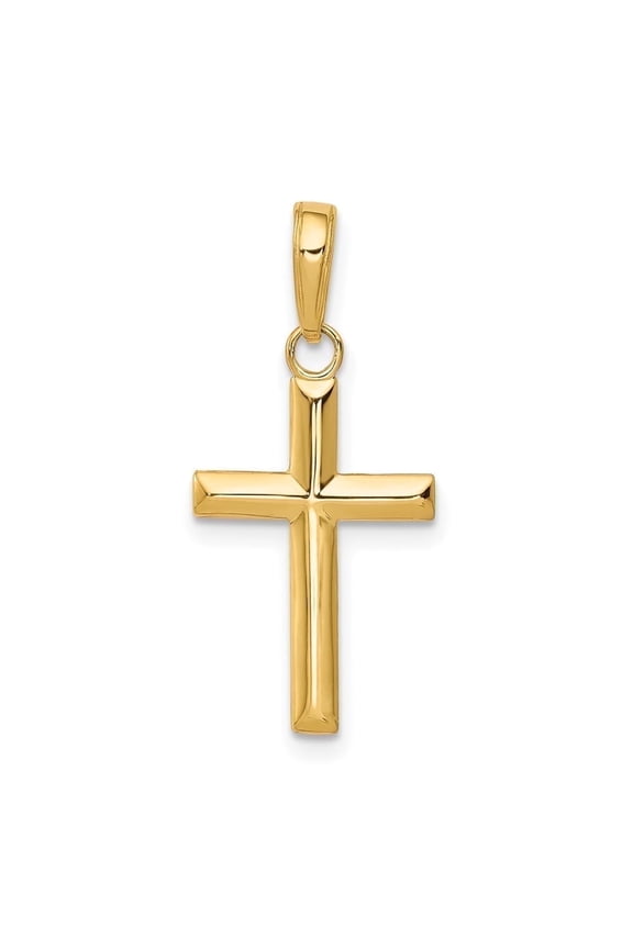 10K Yellow Gold Small Latin Cross Pendant Unisex Jewelry Length : 19.5mm