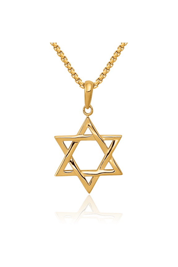 10K Solid Yellow Gold Star of David Jewish Magen Necklace Judaica Religious Chain Pendant Israel Charm
