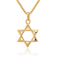 thumbnail image 1 of 10K Solid Yellow Gold Star of David Jewish Magen Necklace Judaica Religious Chain Pendant Israel Charm, 1 of 13