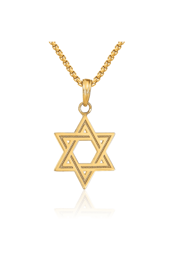 10K Solid Yellow Gold Star of David Jewish Magen Necklace Judaica Religious Chain Pendant Israel Charm