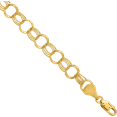 thumbnail image 1 of 10K Solid Yellow Gold Triple Link Chain Charm Bracelet, 1 of 4