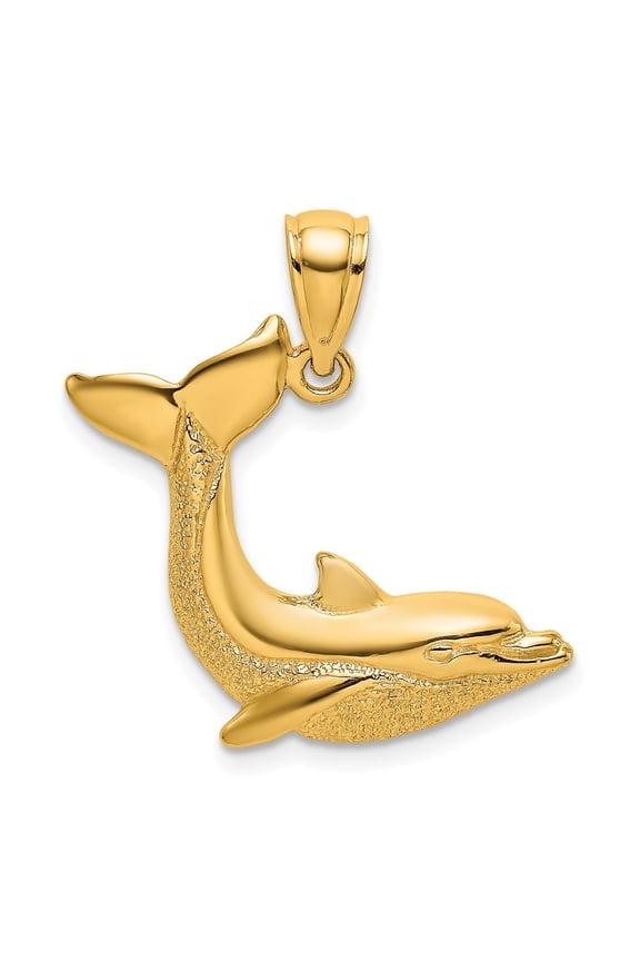 10K Textured Dolphin Jumping Charm
