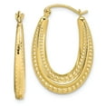 thumbnail image 1 of 10K Textured Oval Hollow Hoop Earrings in 10k Yellow Gold, 1 of 3