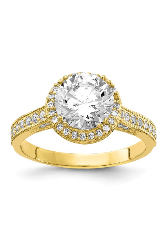 10K Tiara Collection Polished CZ Ring in 10k Yellow Gold - Size 7