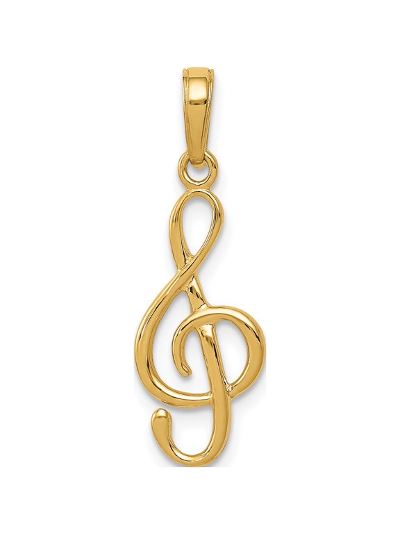 10K Yellow Gold Treble Clef Pendant